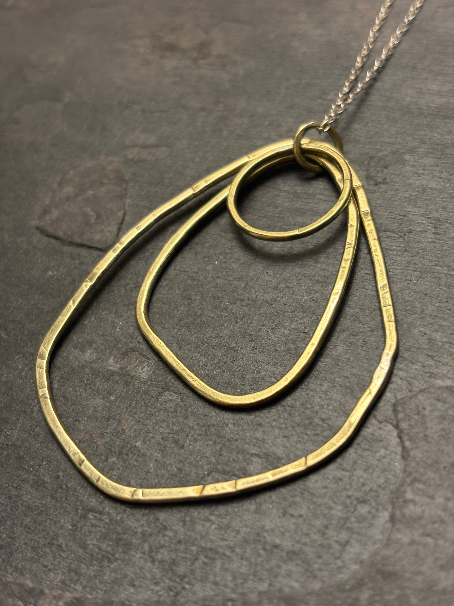 Brass Triple Irregular Oval Pendant