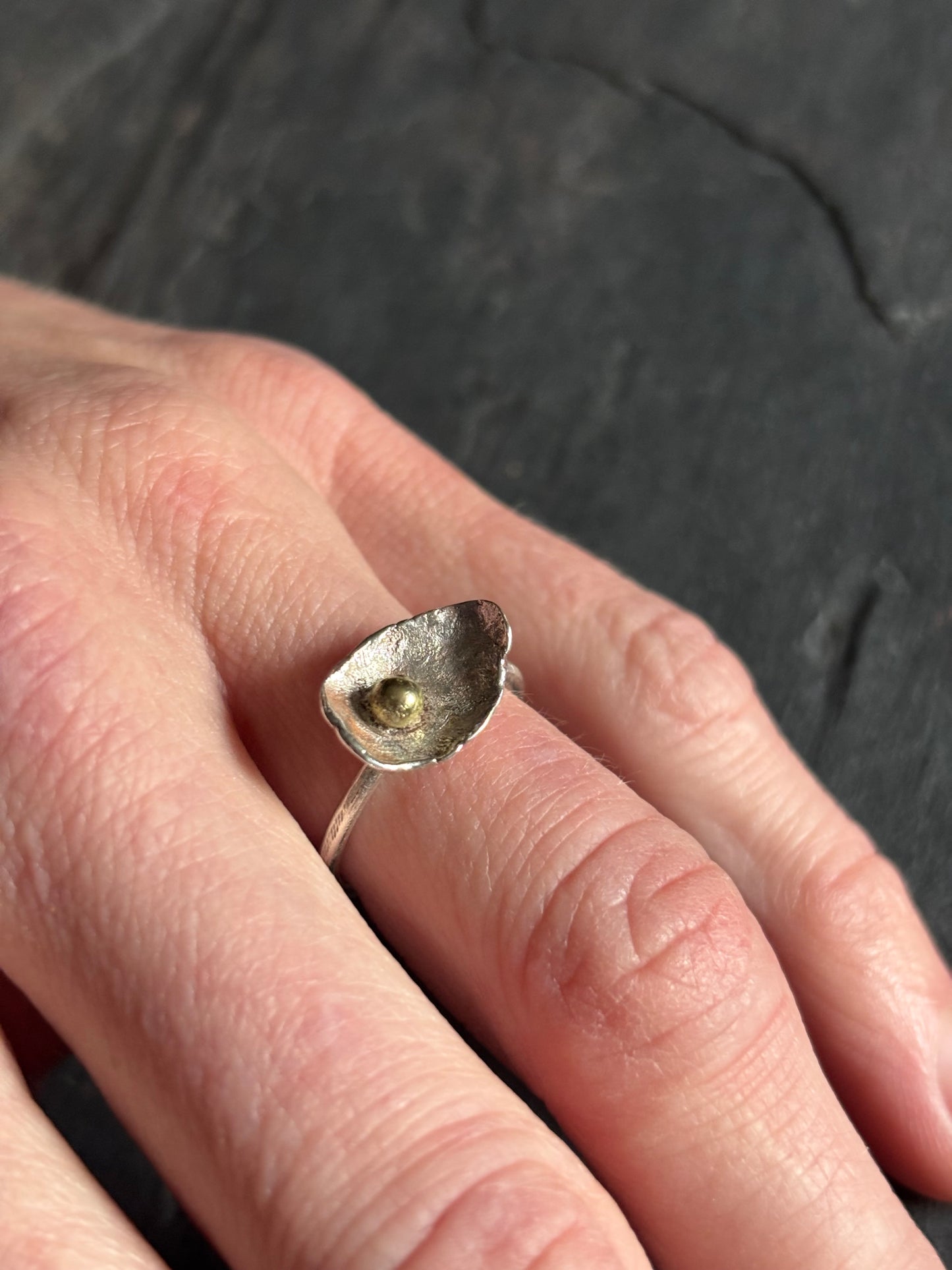 Peace Lilly Sterling Silver & Brass Ring