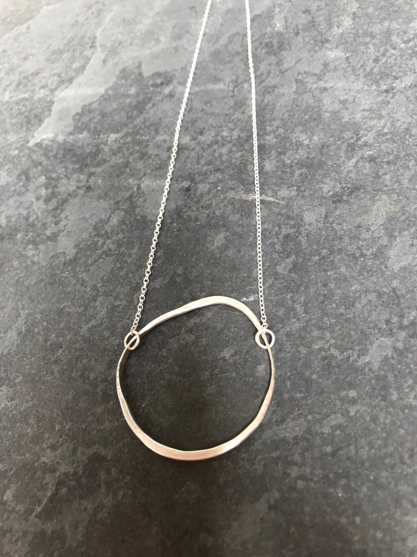 Sterling Silver Irregular Hoop Necklace