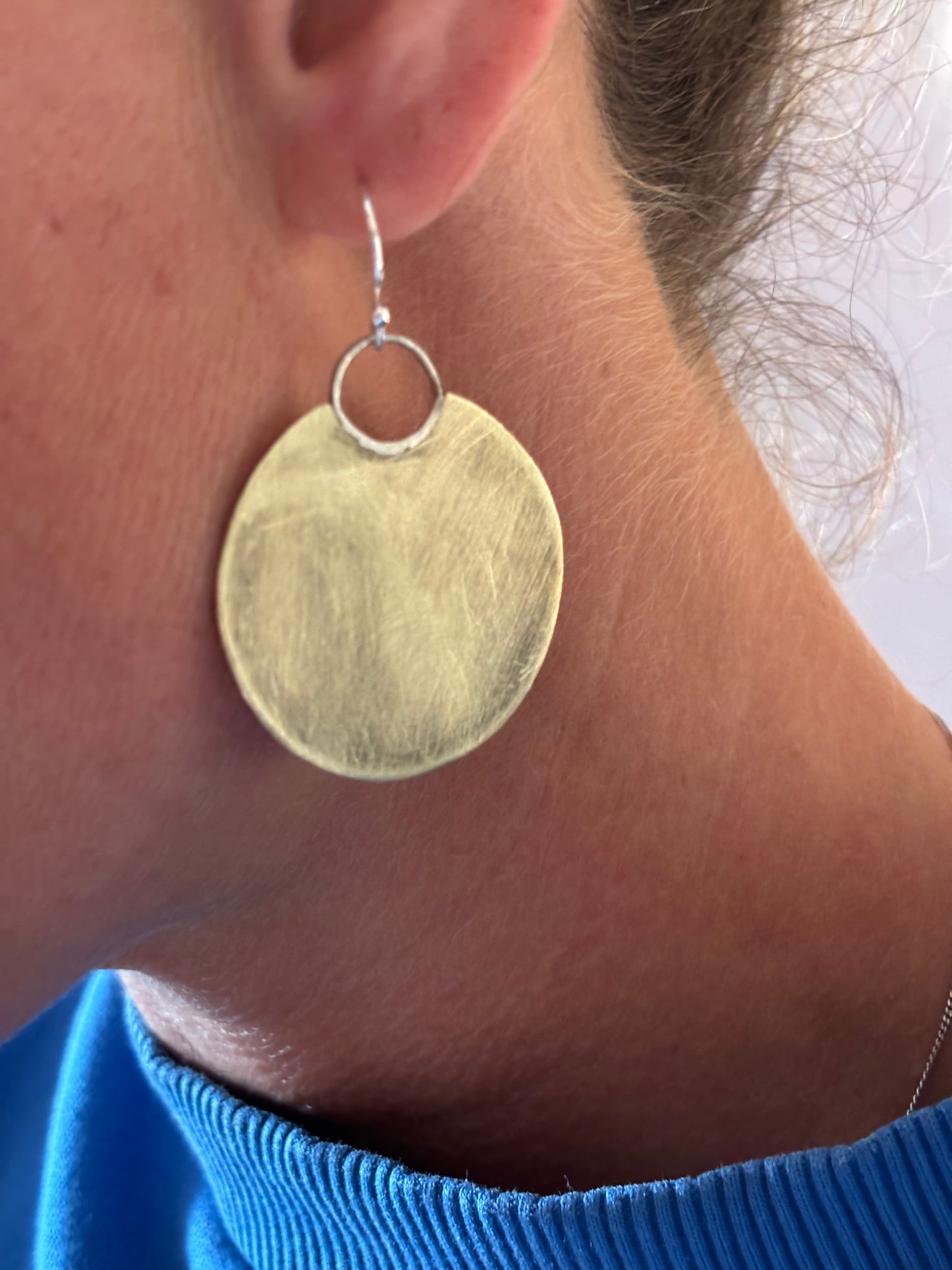 Brass or Copper Moon Earrings