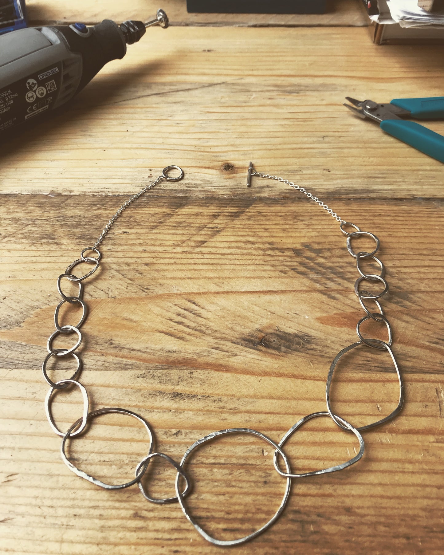 Large Irregular Link Sterling Silver Necklace