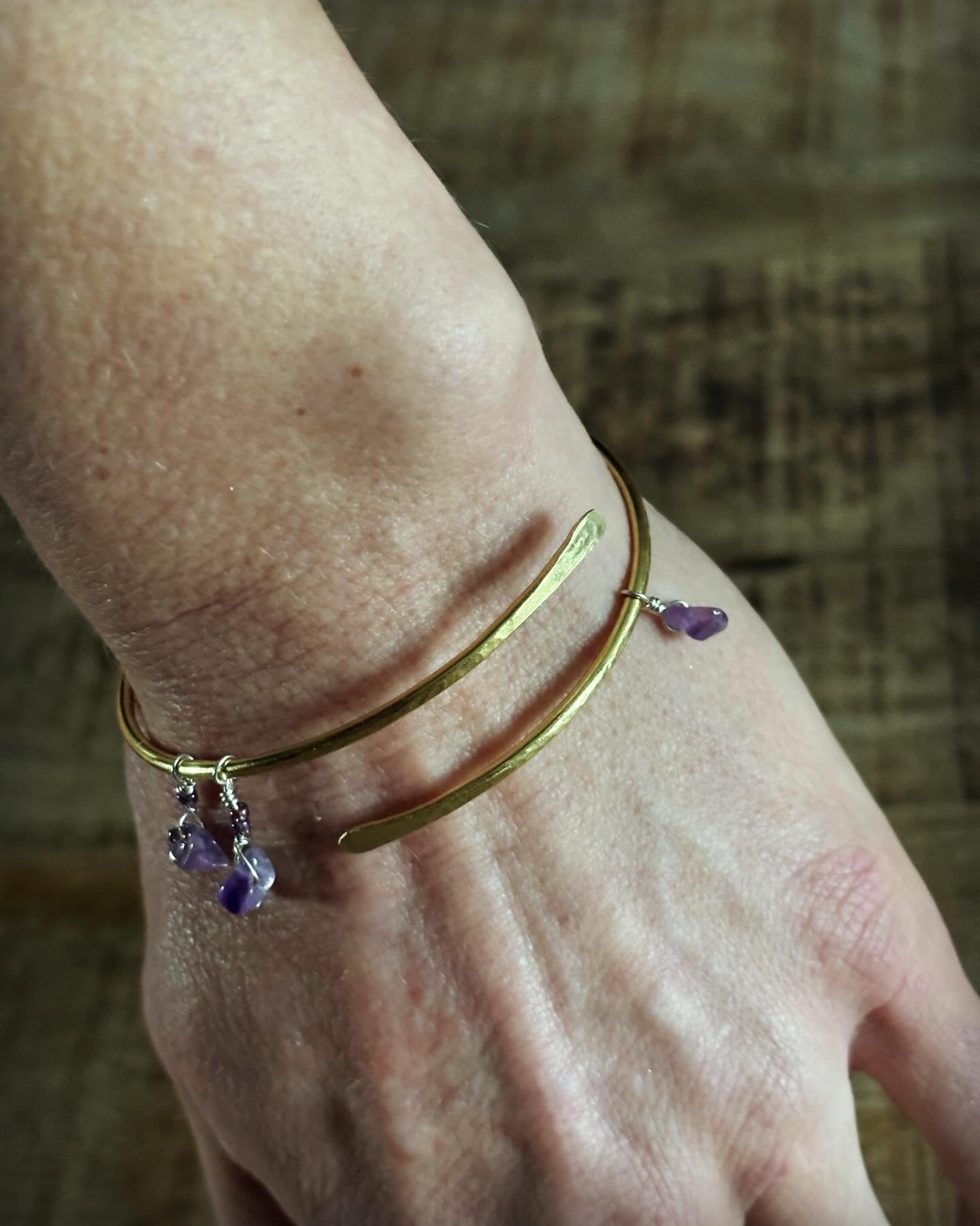 Brass with Amethyst charm Bangle