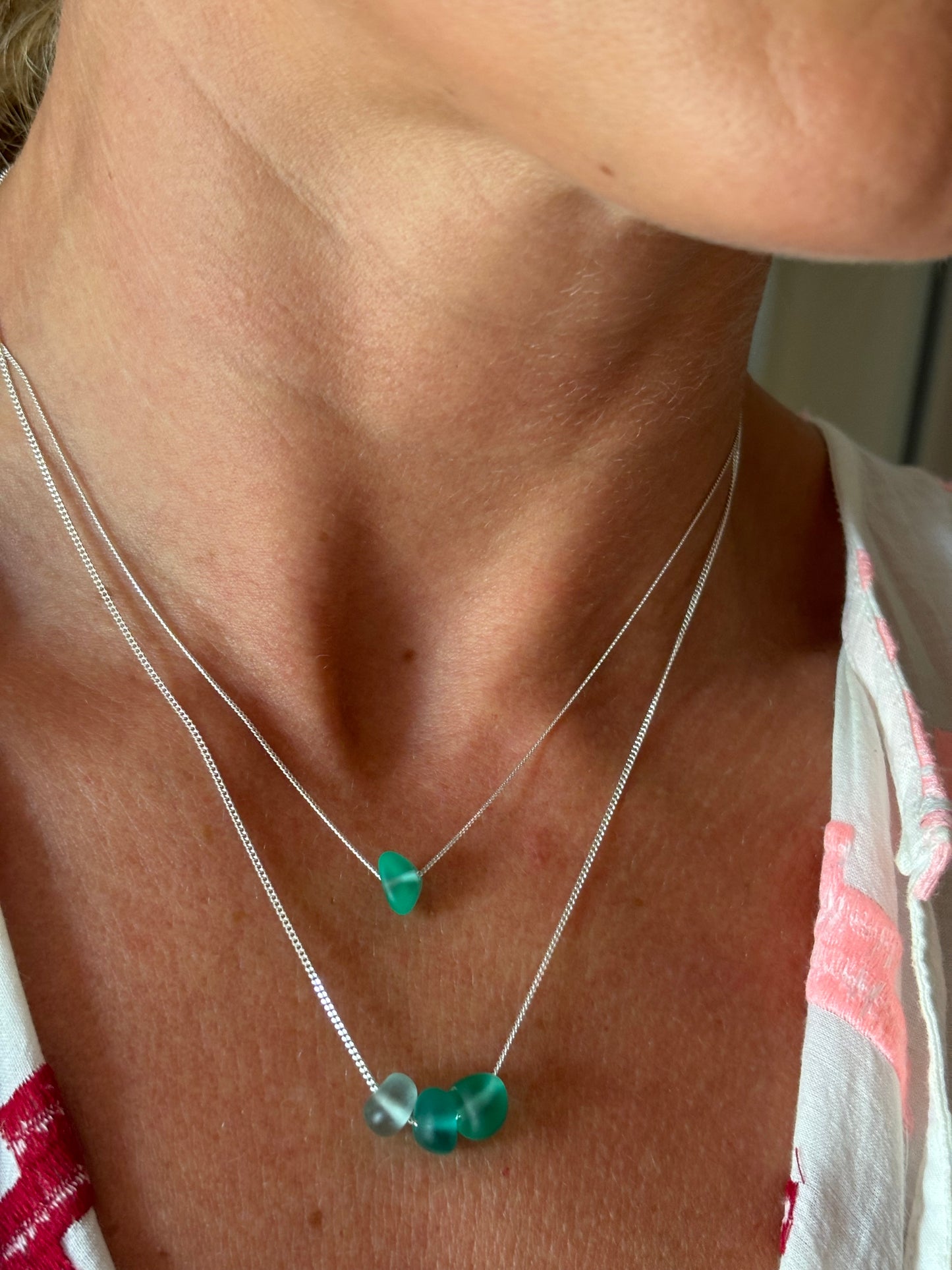 Single Seaglass & Silver Chain