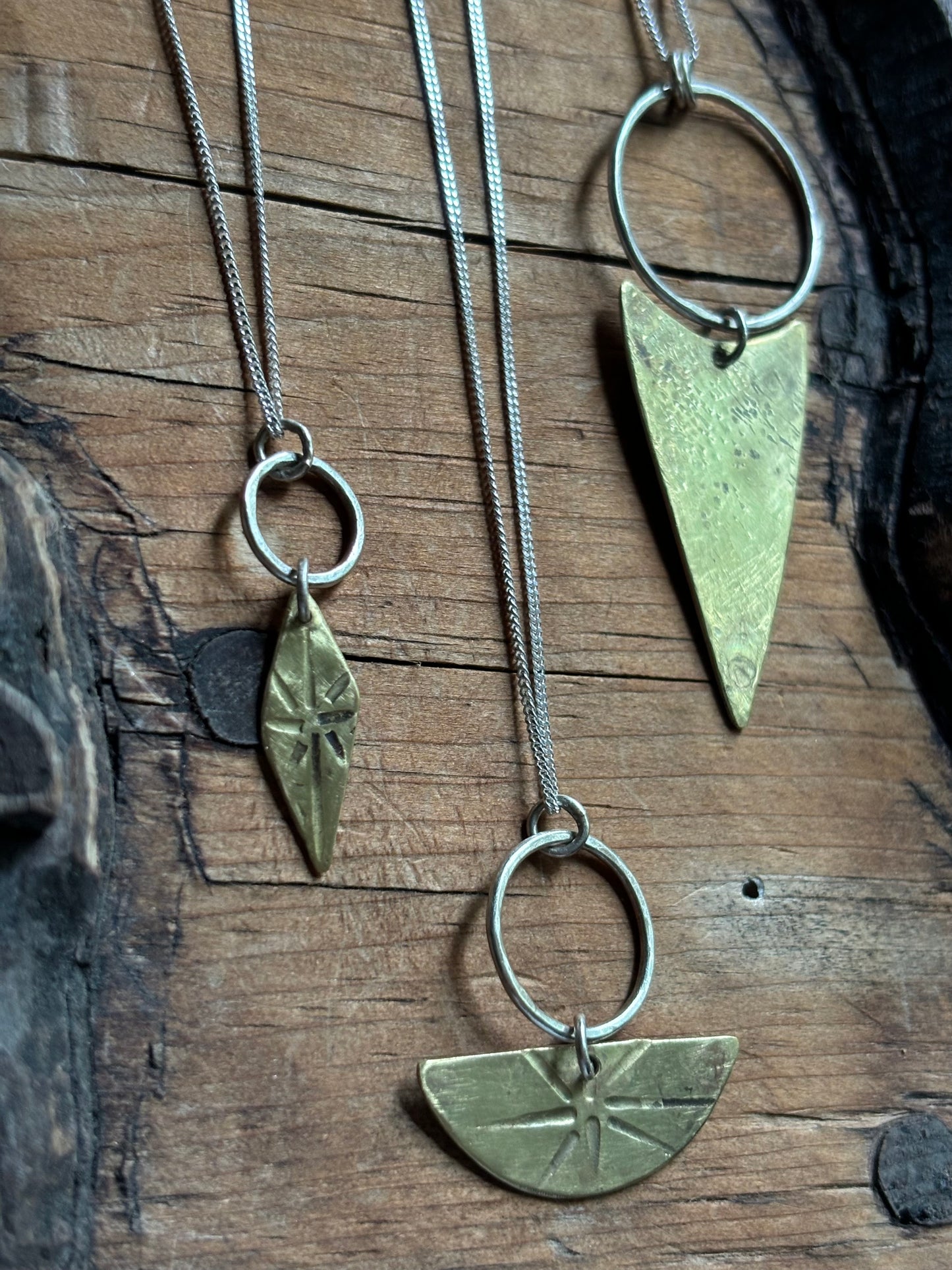 Brass & Sterling Silver Tribal Pendant