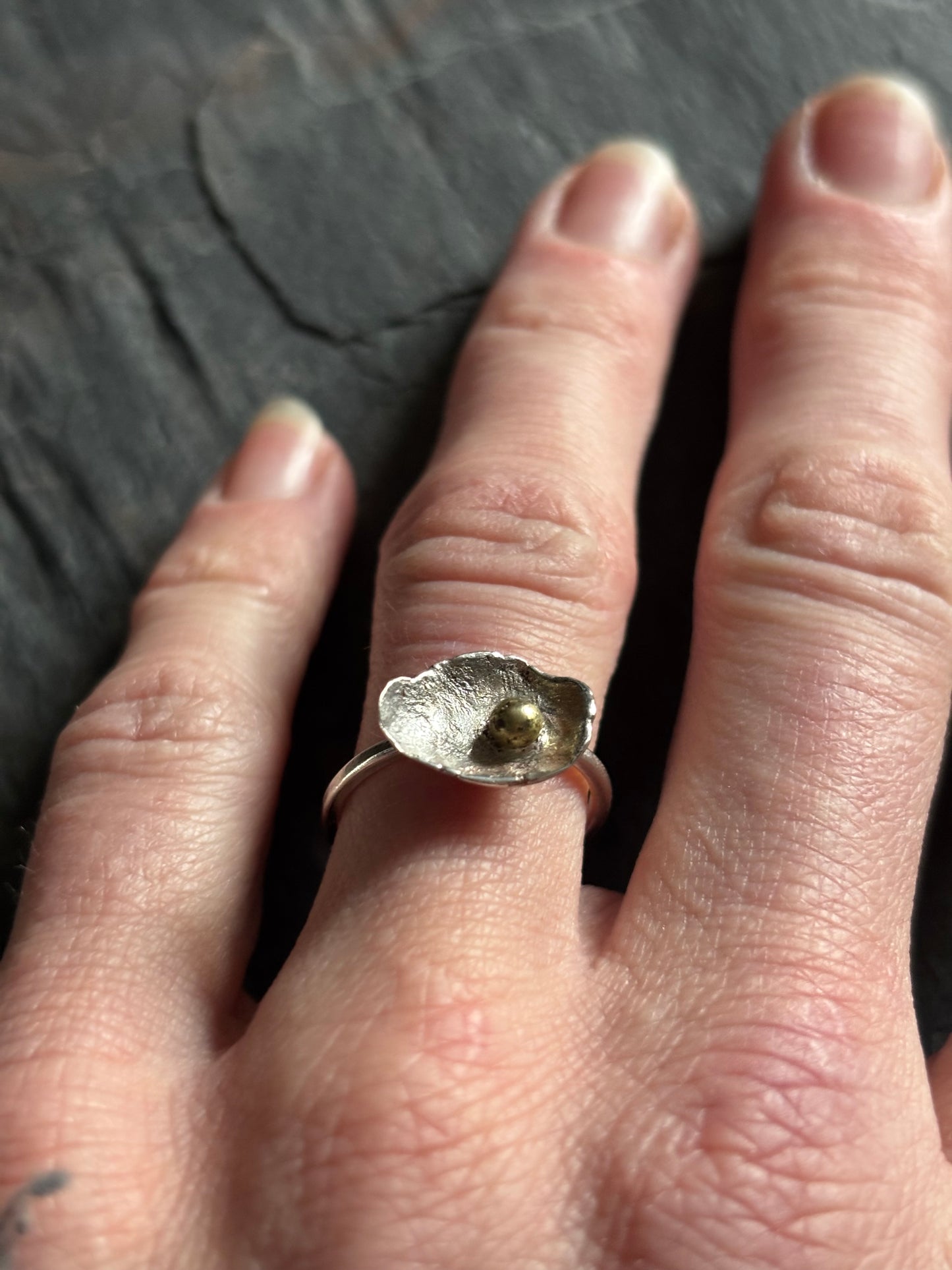 Peace Lilly Sterling Silver & Brass Ring