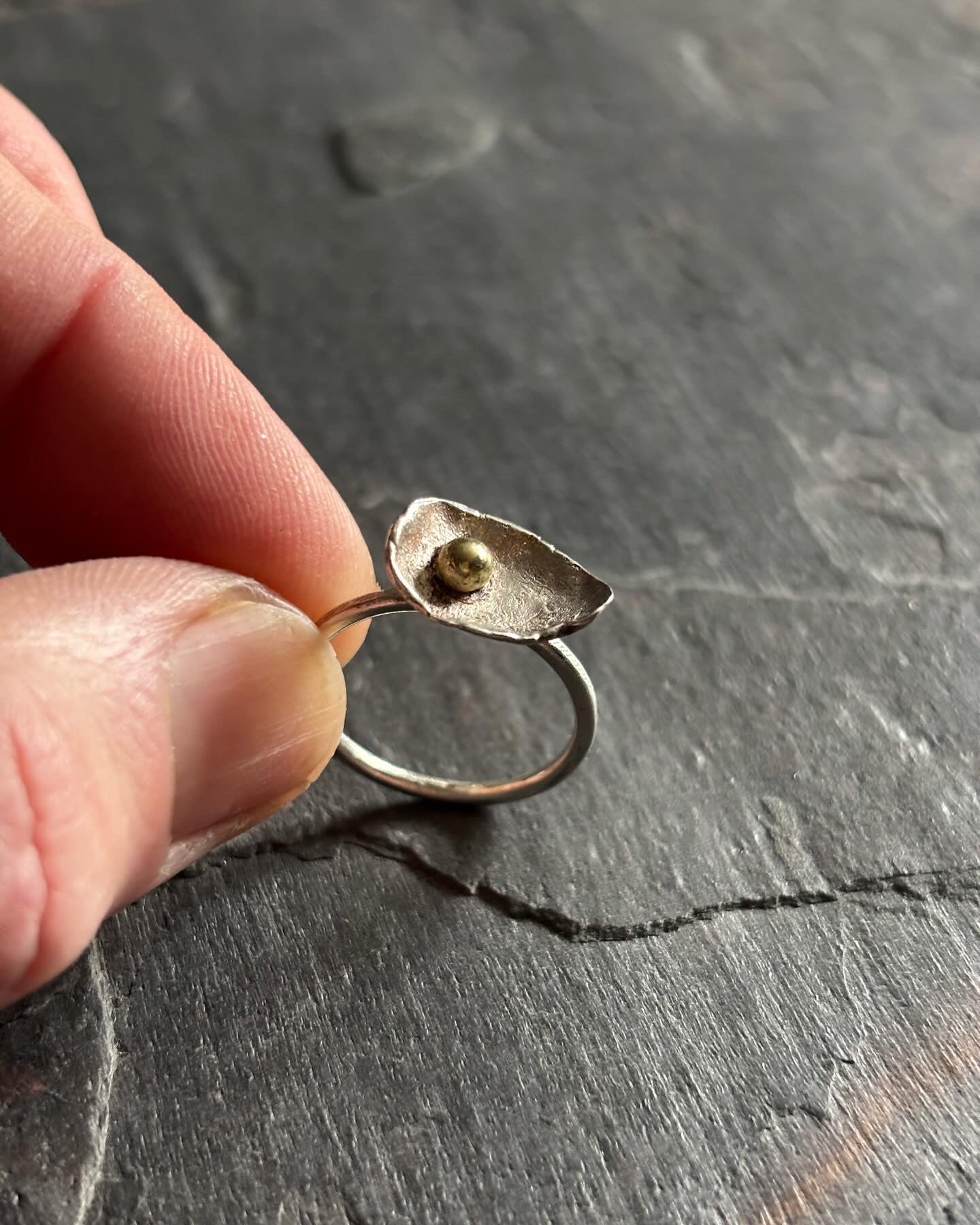 Peace Lilly Sterling Silver & Brass Ring