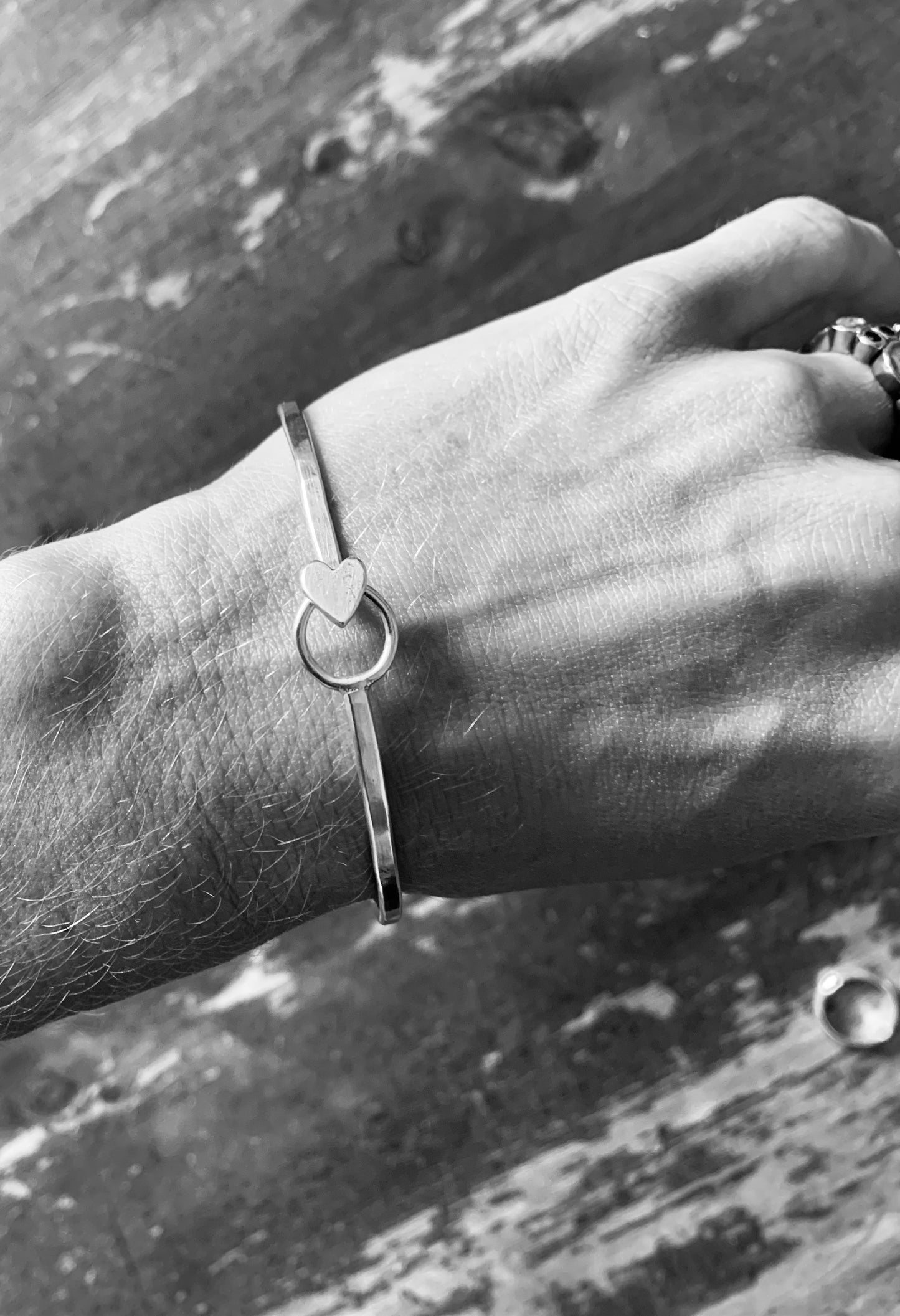 Sterling Silver Heart Clasp Bangle