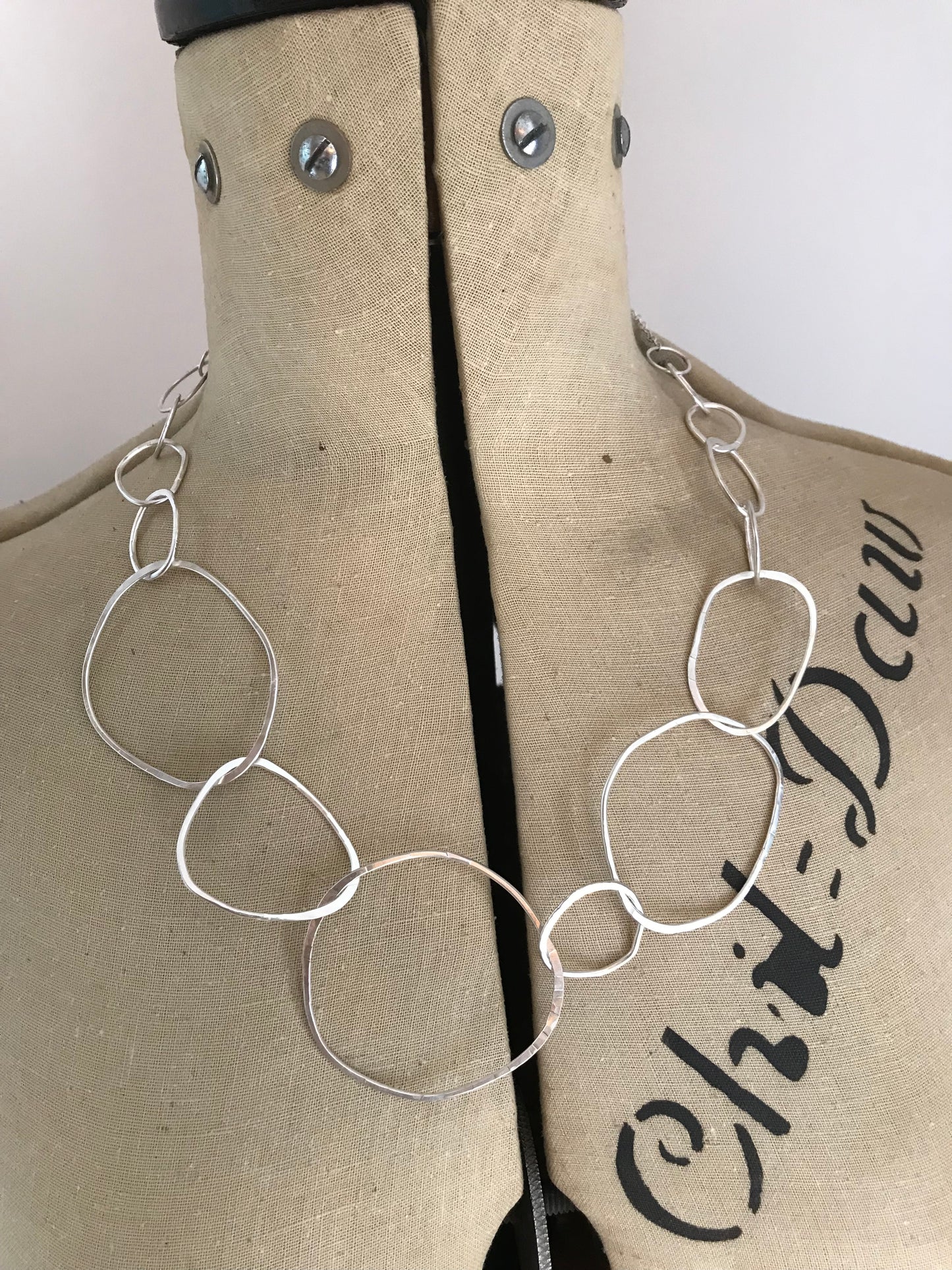 Large Irregular Link Sterling Silver Necklace