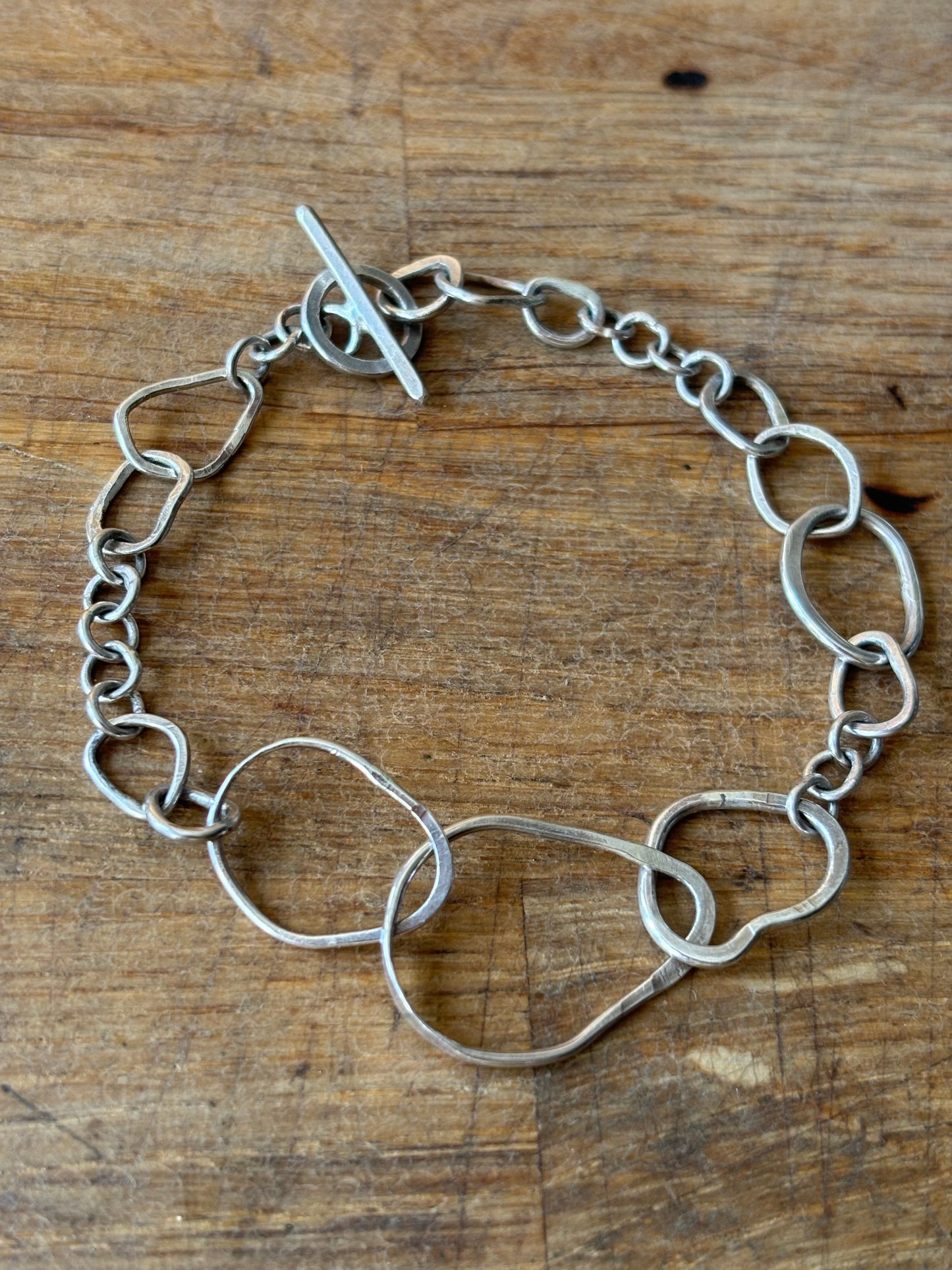 Sterling Silver Irregular Link Bracelet