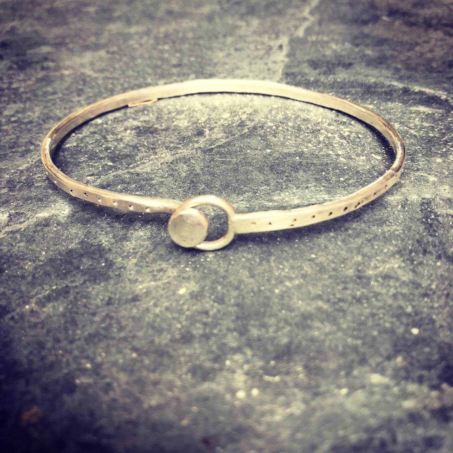 Sterling Silver Dot indentation Clasp Bangle