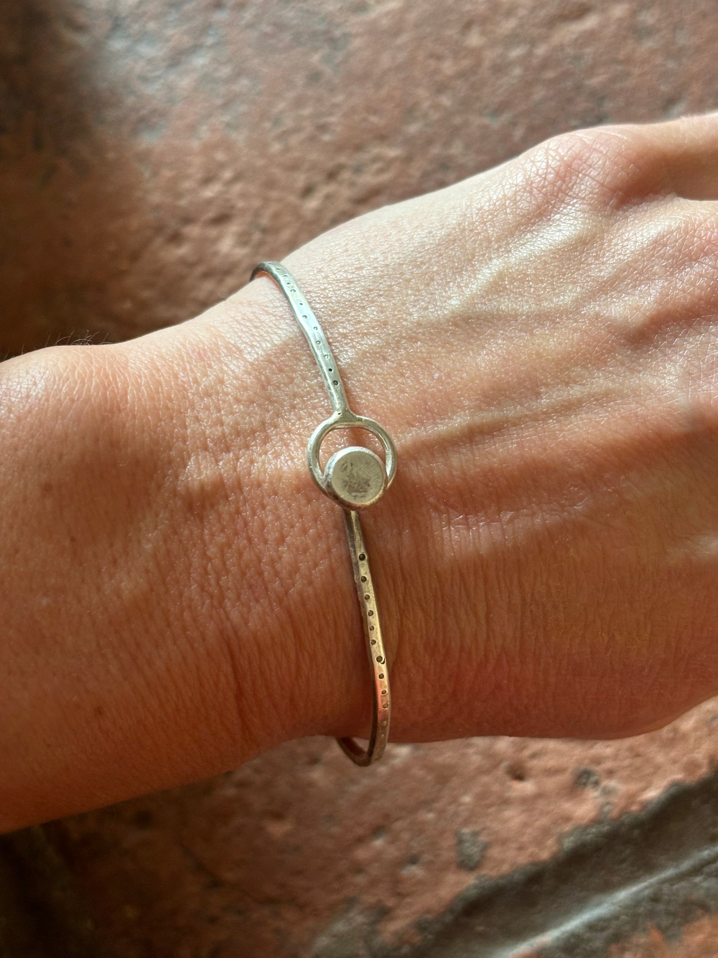 Sterling Silver Dot indentation Clasp Bangle