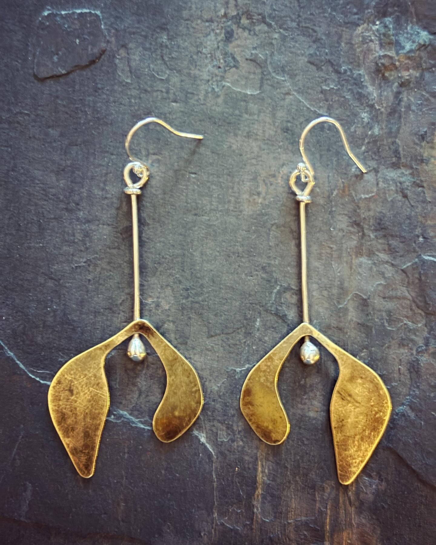 Mistletoe Brass & Sterling Silver Earrings