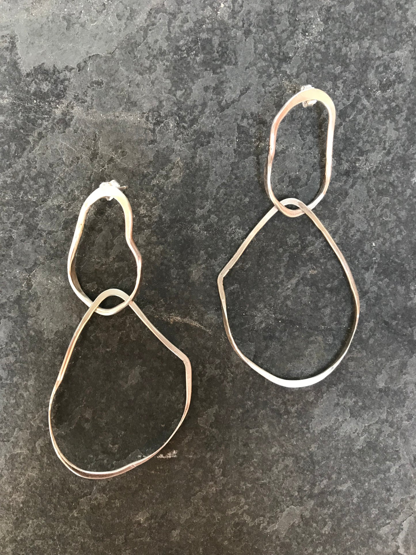 Sterling Silver Irregular Drop Stud Earrings