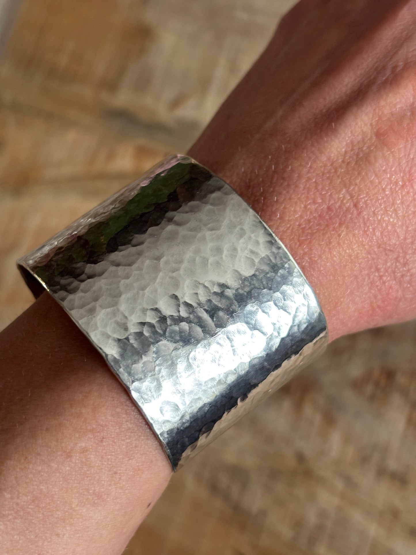 Sterling Silver Hammered Cuff Bangle