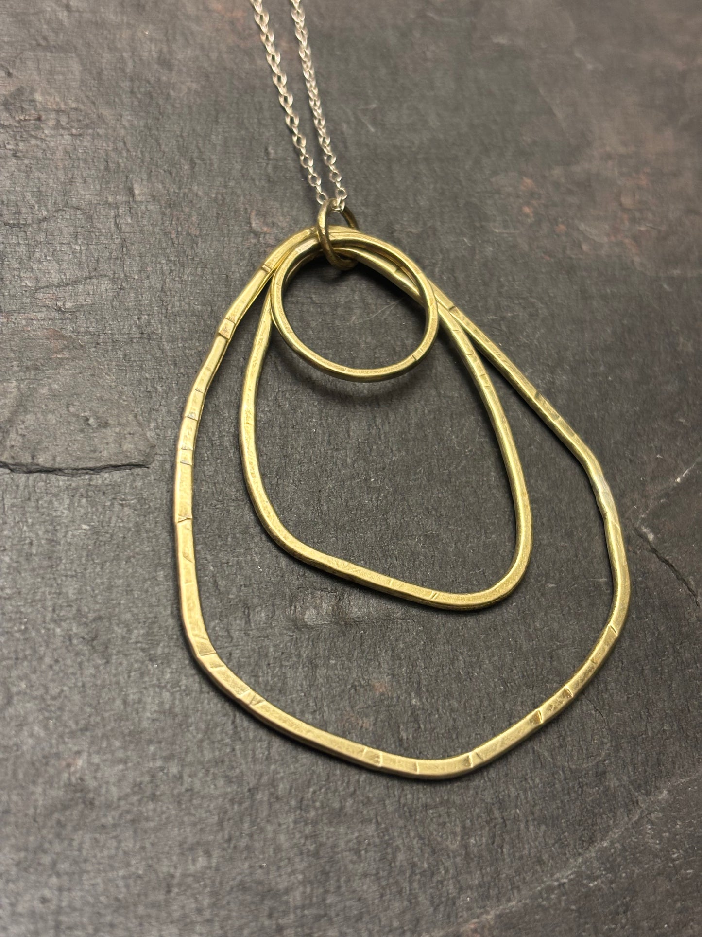 Brass Triple Irregular Oval Pendant