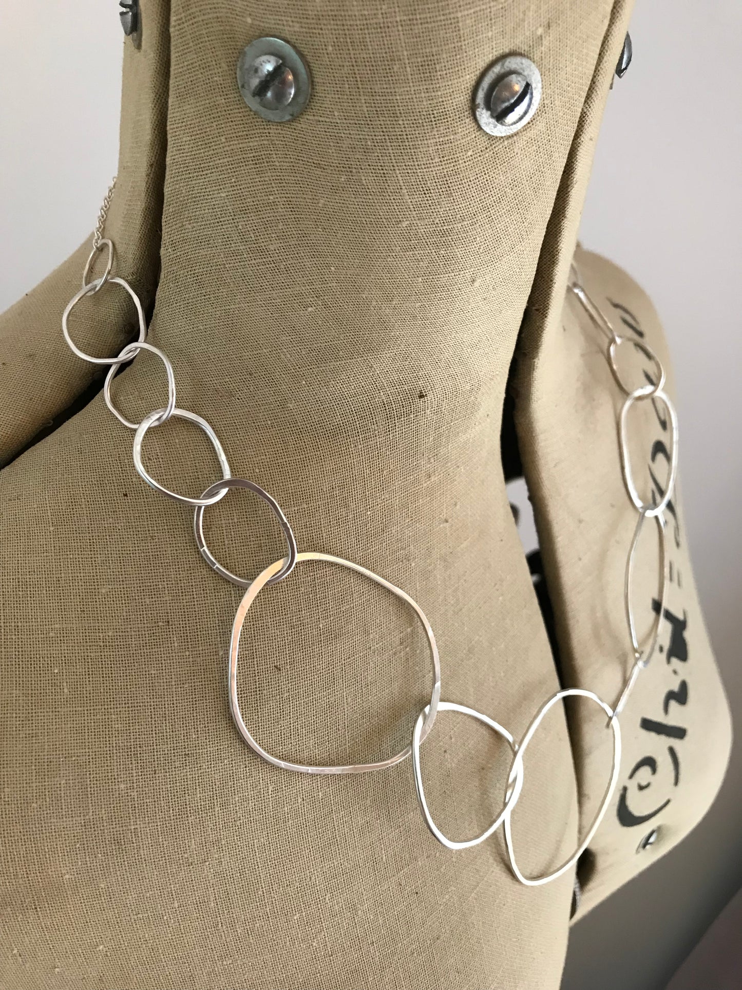 Large Irregular Link Sterling Silver Necklace