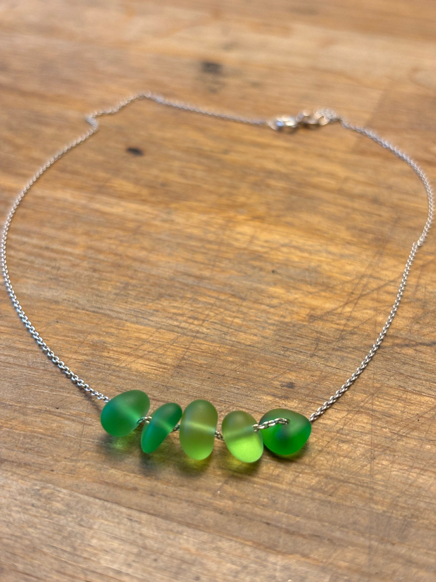 Five Stone Seaglass Silver Necklace