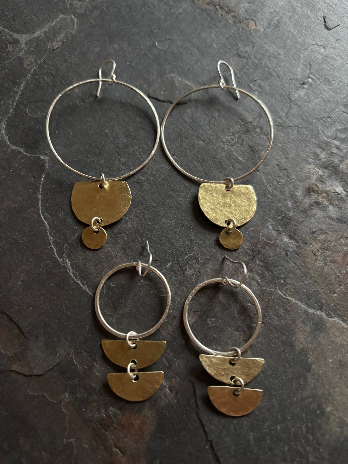 Brass and Silver Tribal Earrings