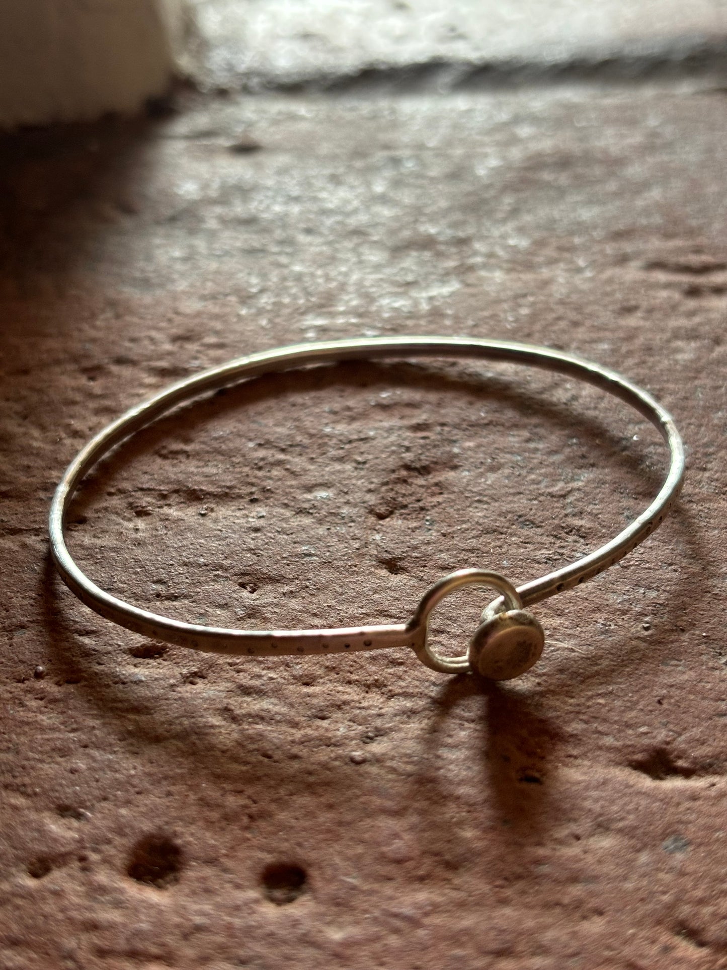 Sterling Silver Dot indentation Clasp Bangle