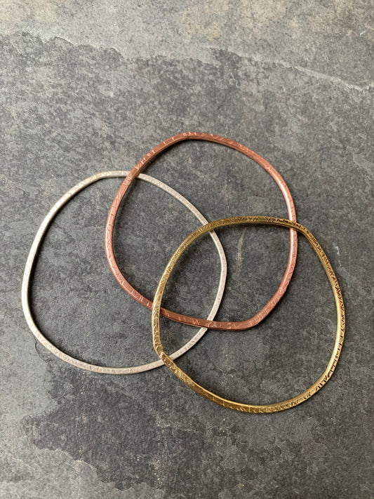 Brass or Copper Irregular Bangle