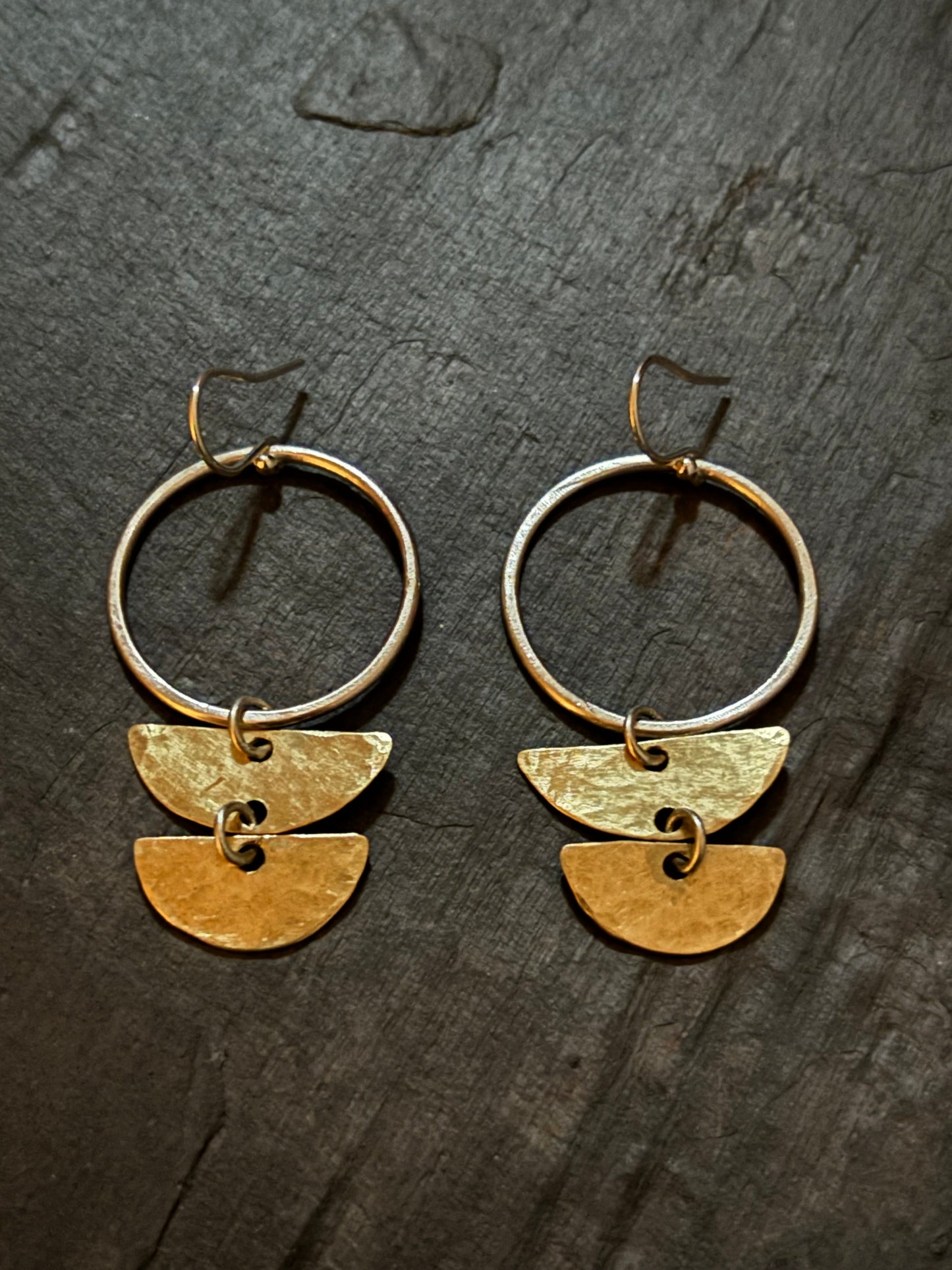 Brass and Silver Tribal Earrings