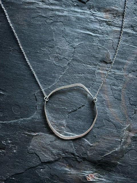 Sterling Silver Irregular Hoop Necklace