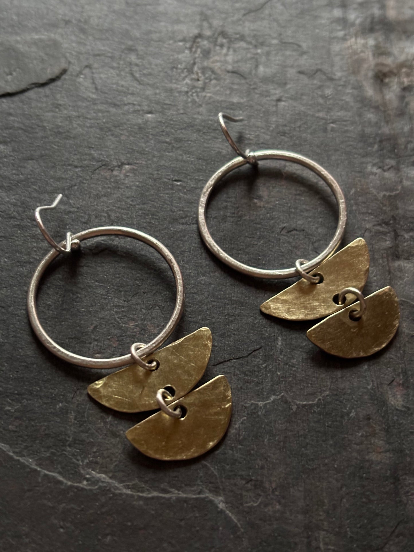 Brass and Silver Tribal Earrings