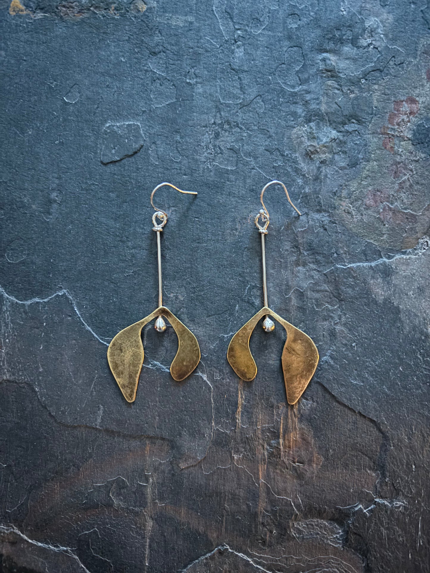 Mistletoe Brass & Sterling Silver Earrings