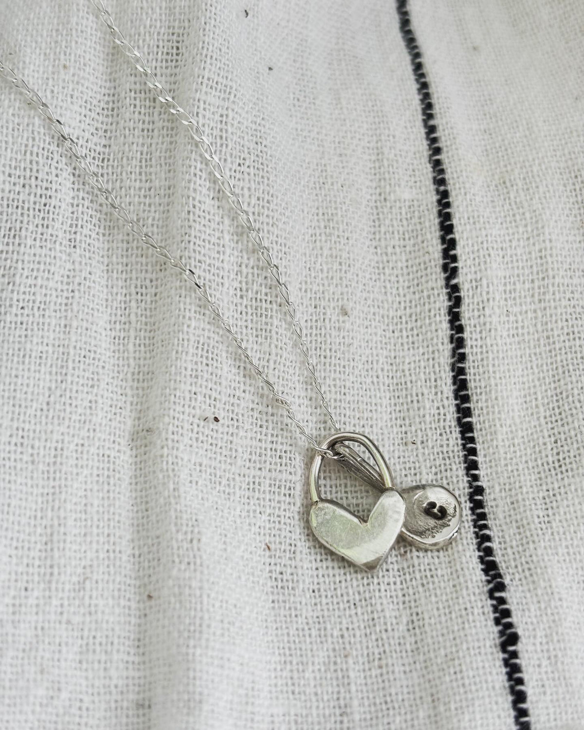 Silver Heart Charm Necklace. Optional added initial charm