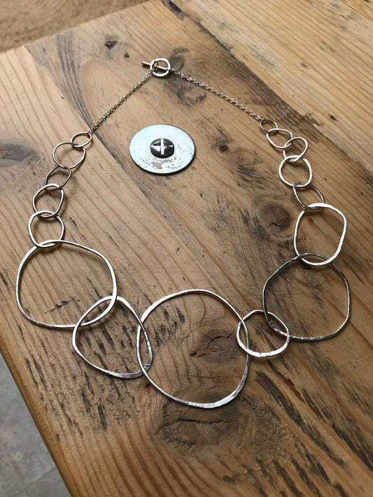 Large Irregular Link Sterling Silver Necklace