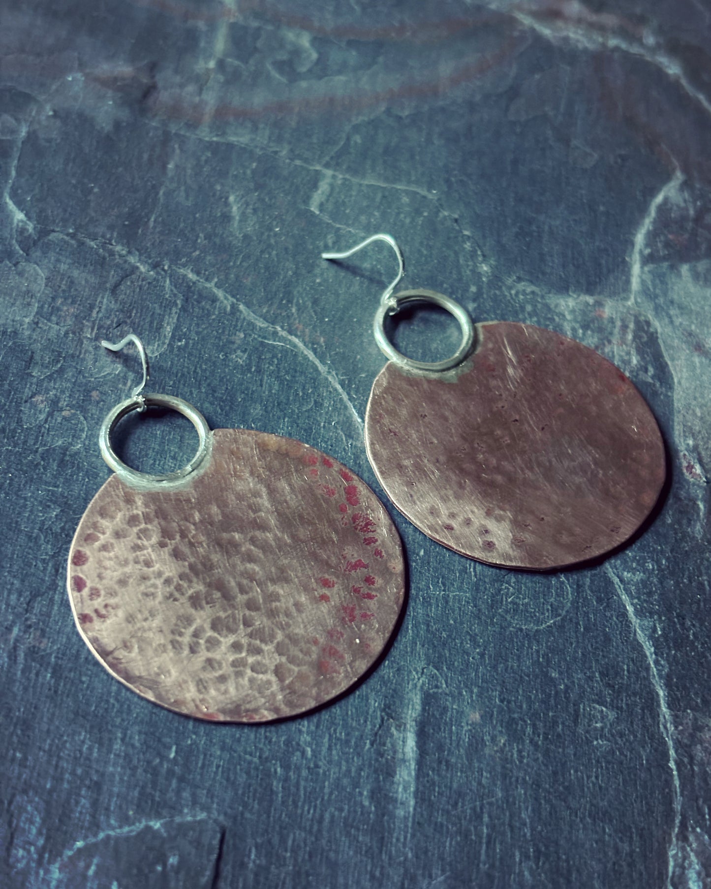Brass or Copper Moon Earrings