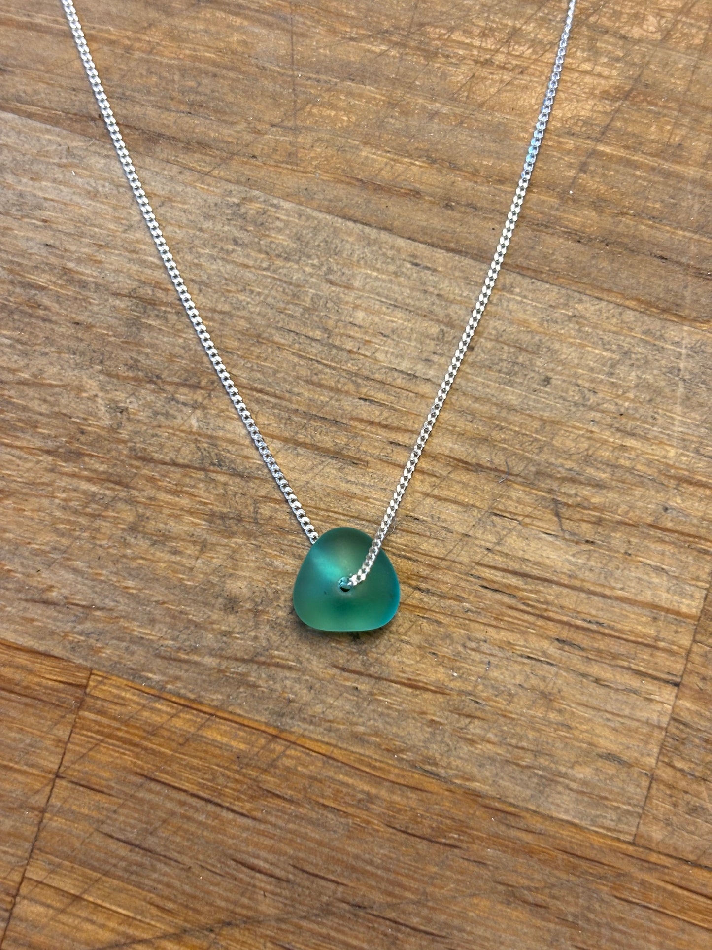 Single Seaglass & Silver Chain