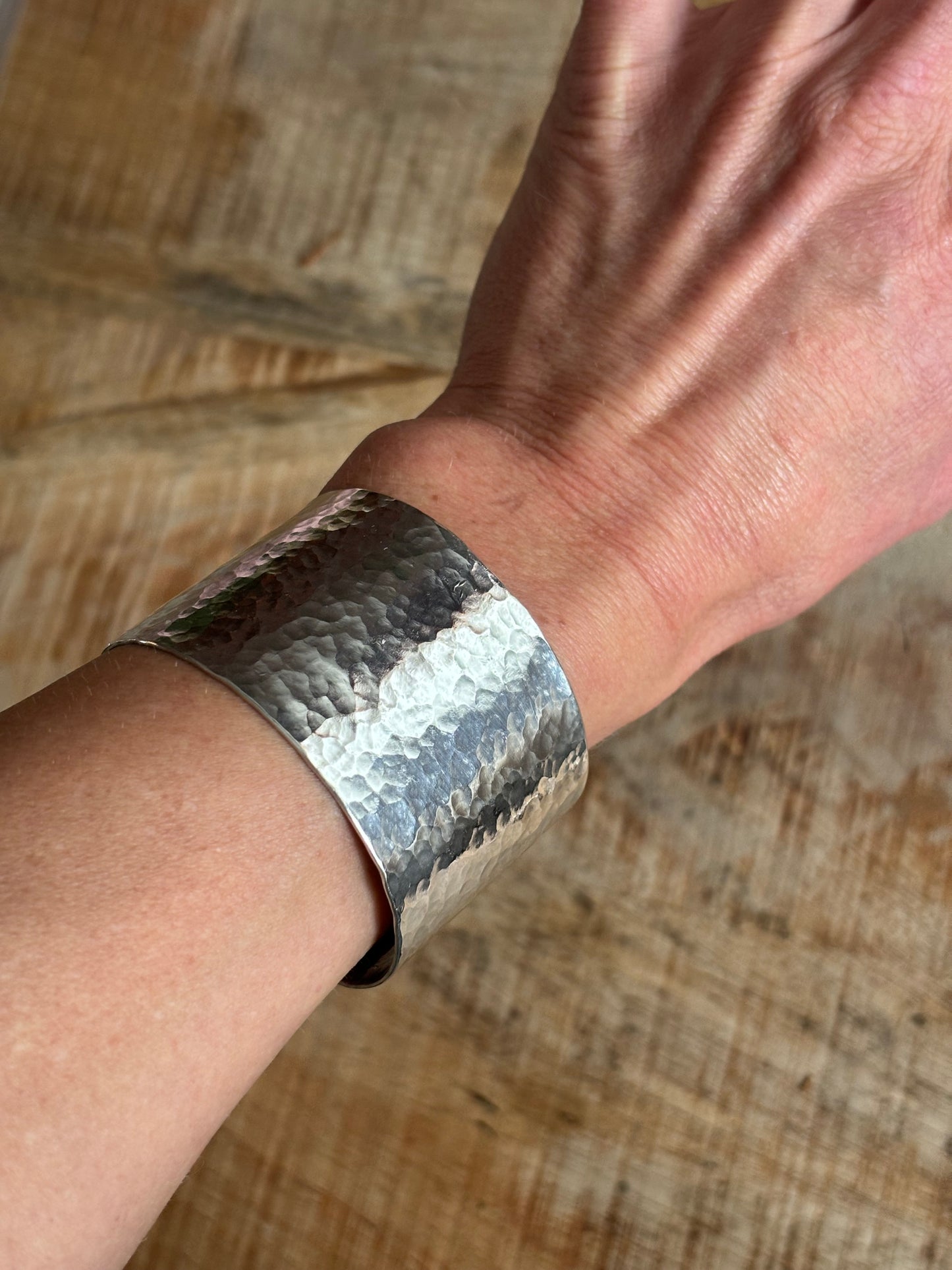 Sterling Silver Hammered Cuff Bangle