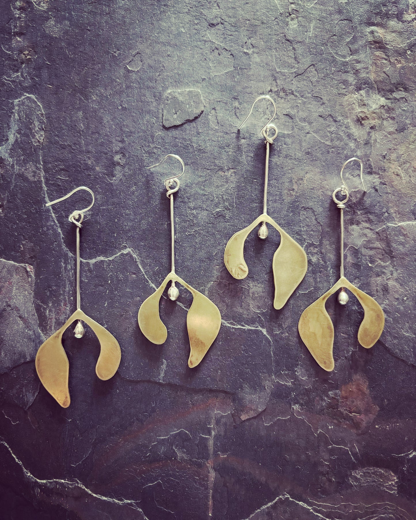 Mistletoe Brass & Sterling Silver Earrings