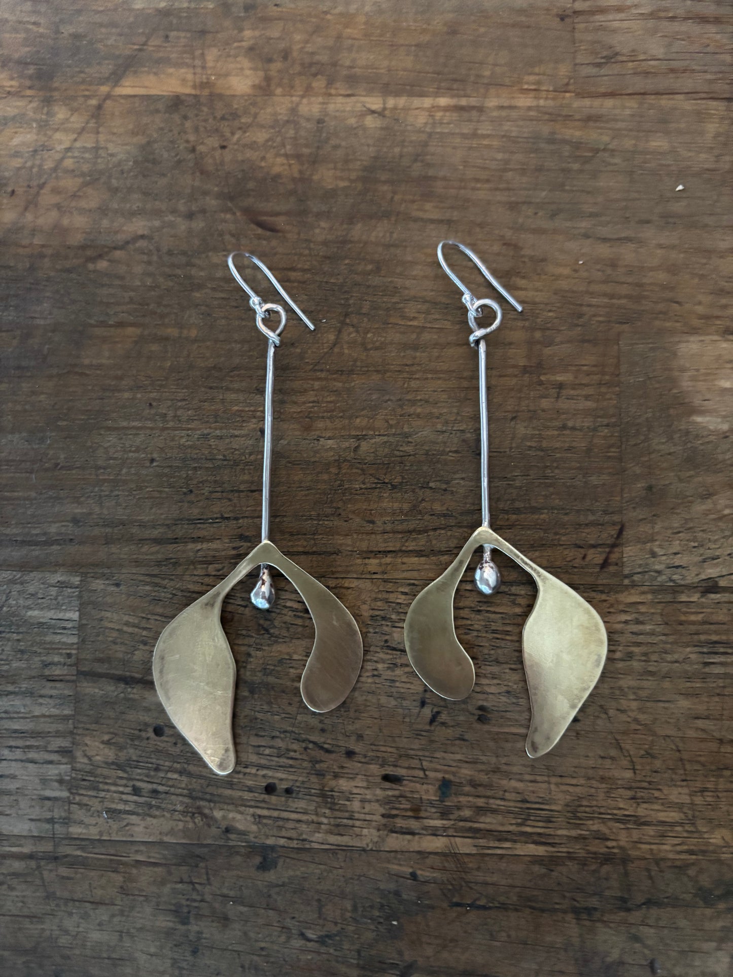 Mistletoe Brass & Sterling Silver Earrings