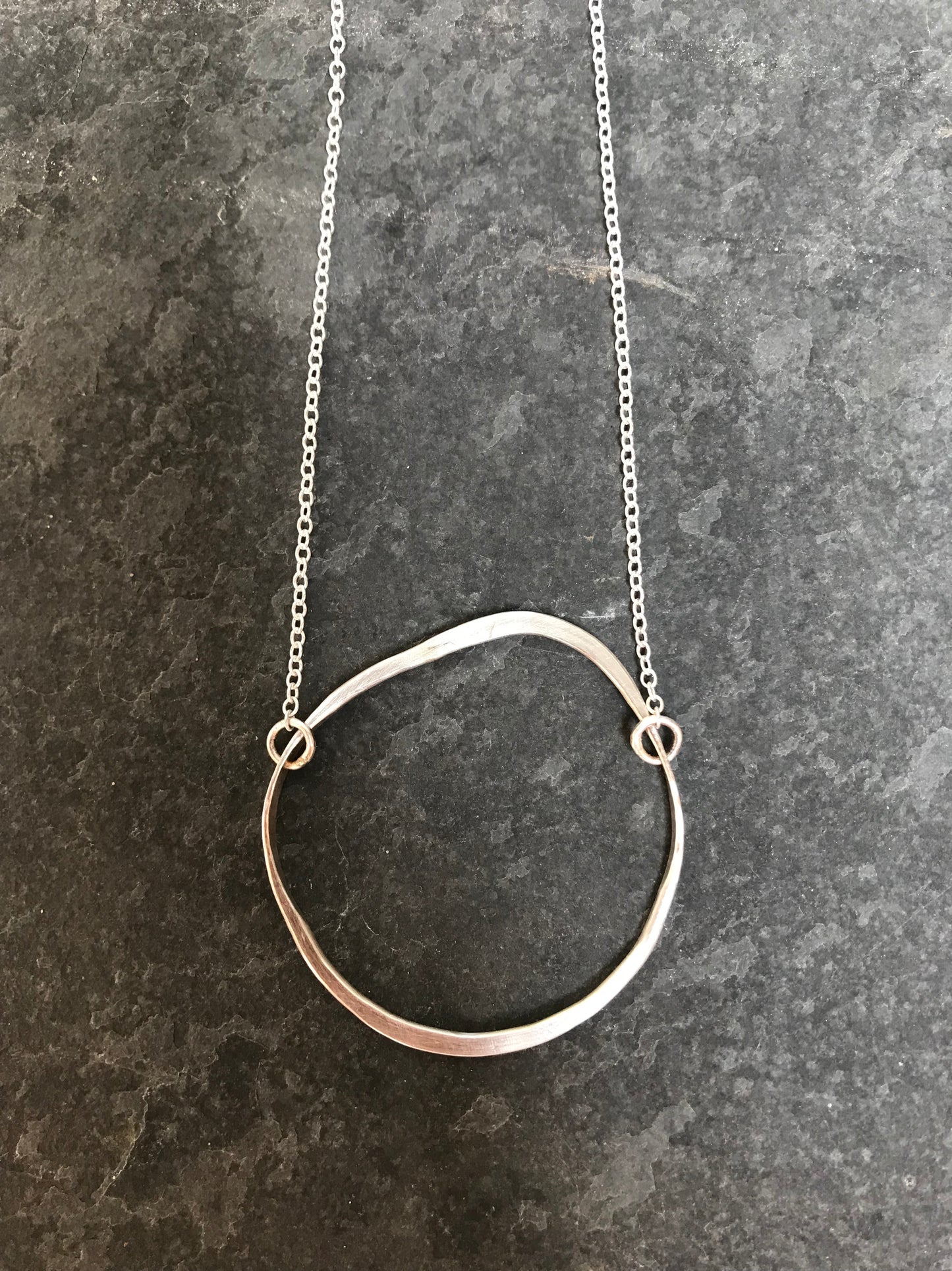 Sterling Silver Irregular Hoop Necklace