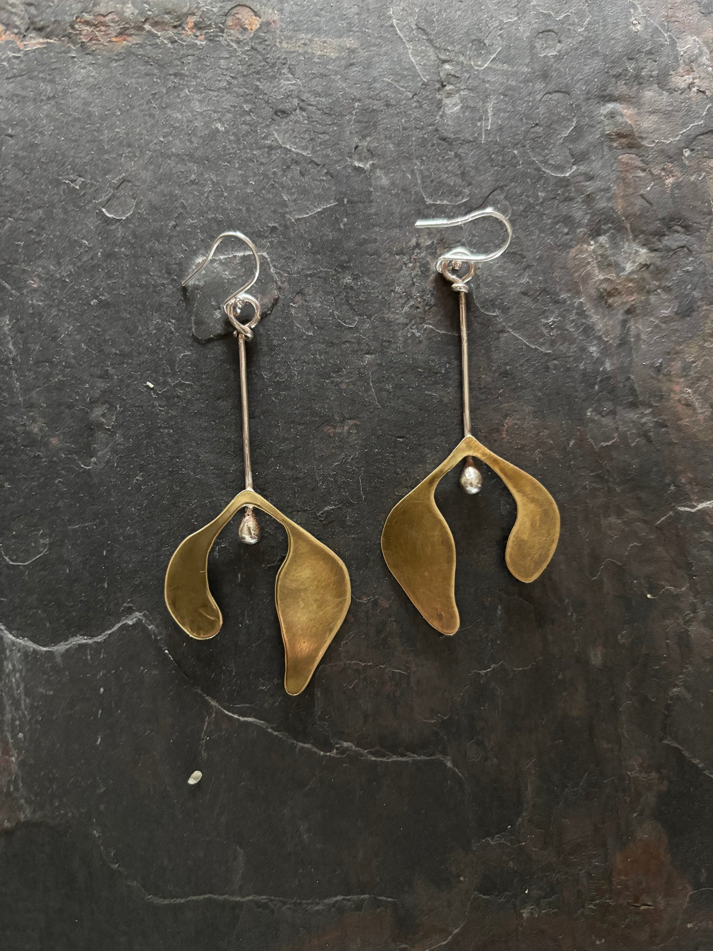 Mistletoe Brass & Sterling Silver Earrings