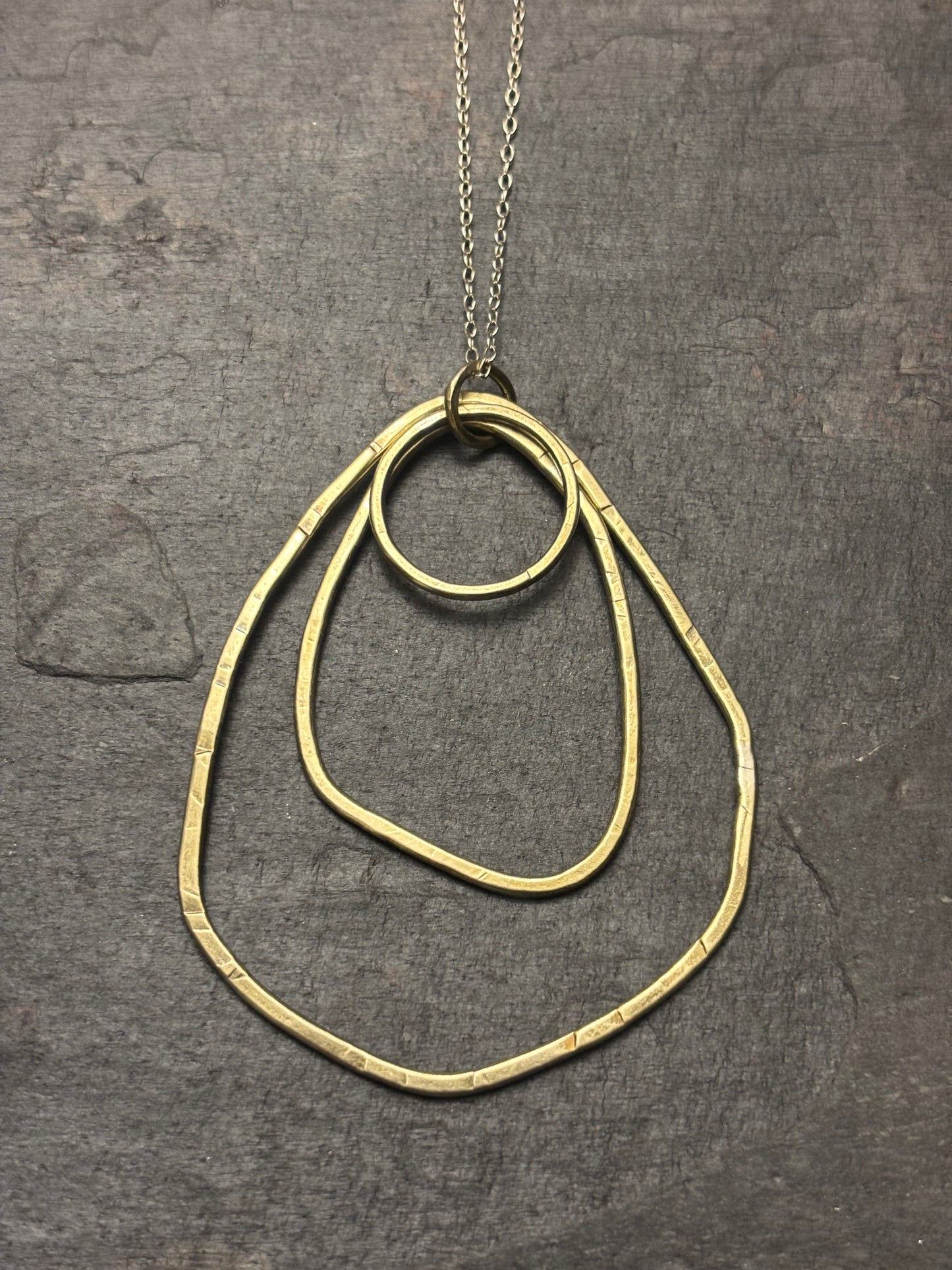 Brass Triple Irregular Oval Pendant