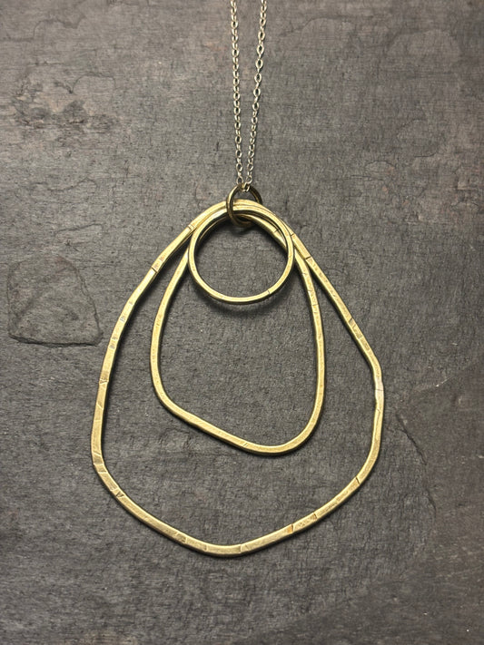 Brass Triple Irregular Oval Pendant