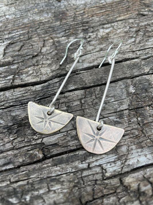 Sterling Silver Star Burst Half Moon Earrings