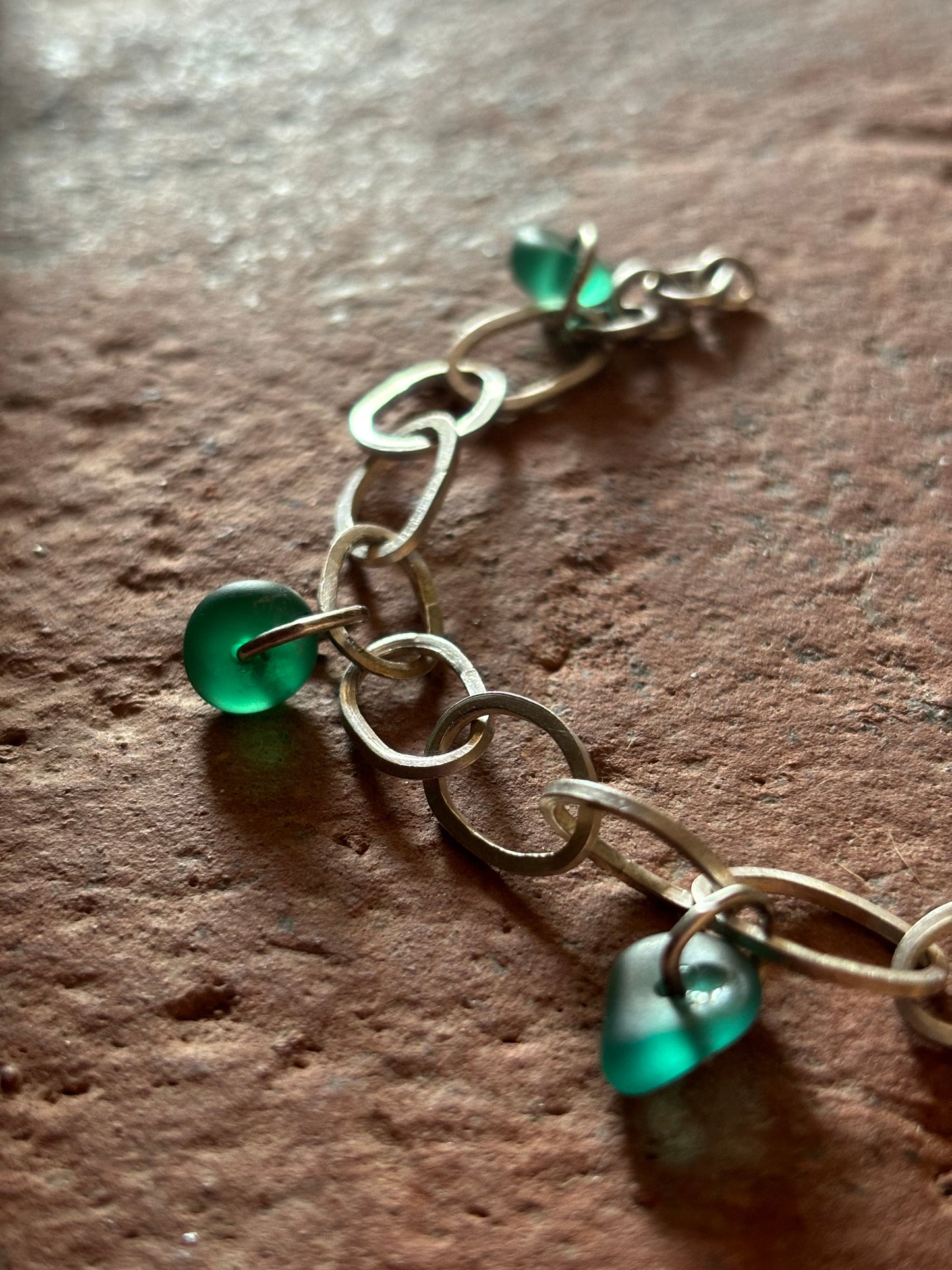 Sterling Silver Seaglass Charm Link Bracelet