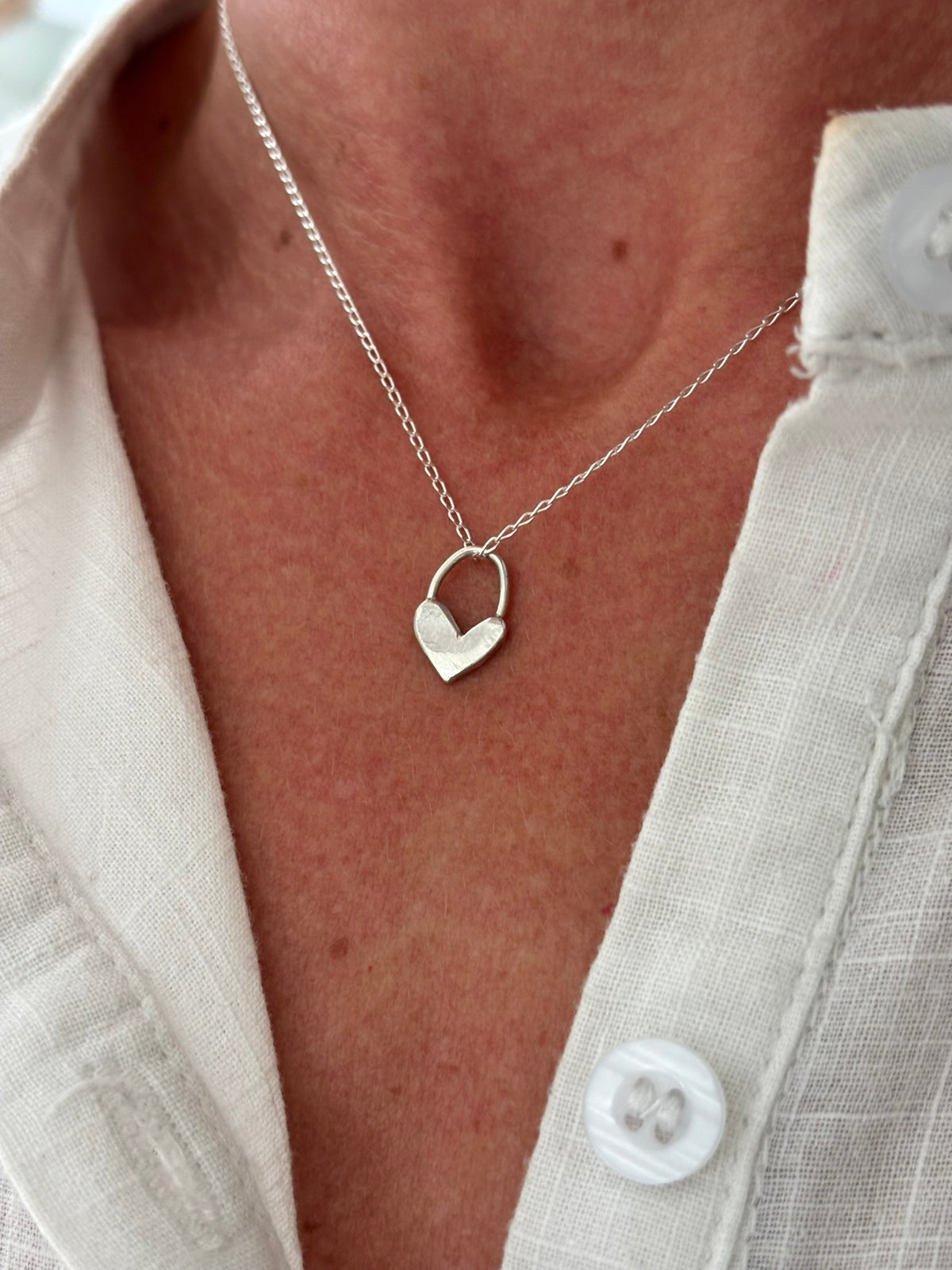 Silver Heart Charm Necklace. Optional added initial charm